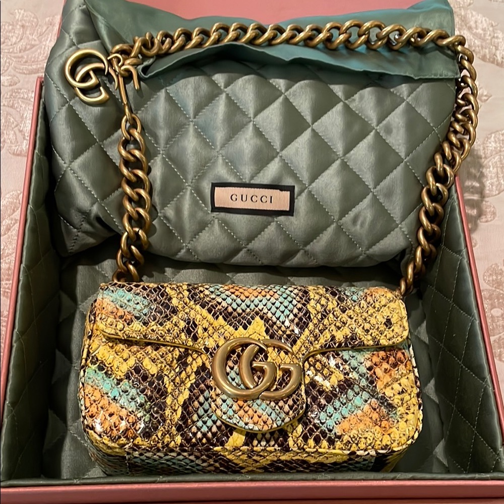 Gucci Multicolor Yellow Python Small Shoulder Bag… - image 2